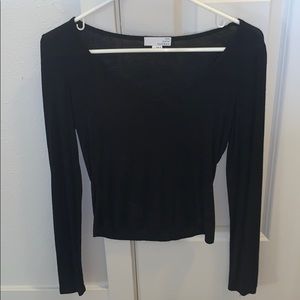 Nordstrom sheer v-neck black top
